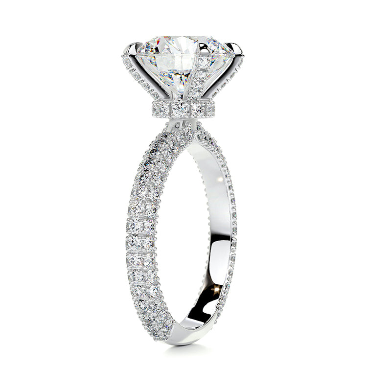 Engagement Ring 3 Carat Round Cut Lab Diamond Pave Band