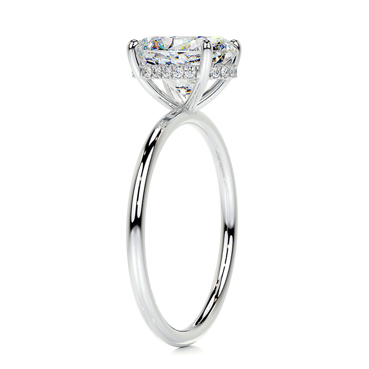 Engagement Ring 4 Carat Oval cut Lab Diamond Hidden Halo Band