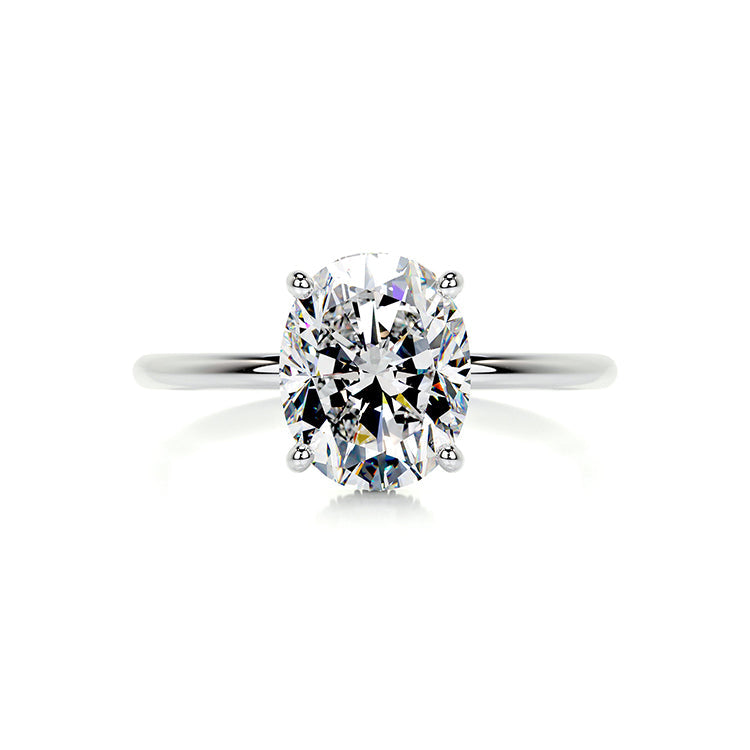 Engagement Ring 4 Carat Oval cut Lab Diamond Hidden Halo Band