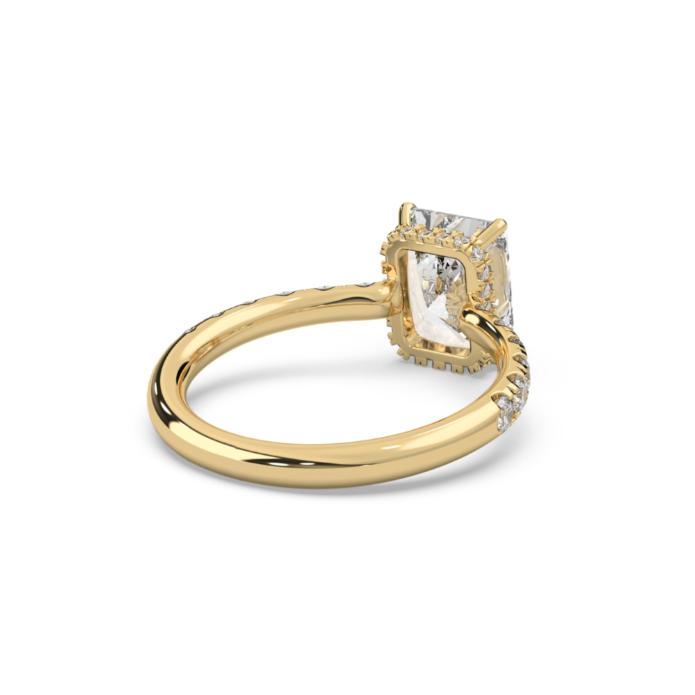Low profile emerald clearance cut diamond ring