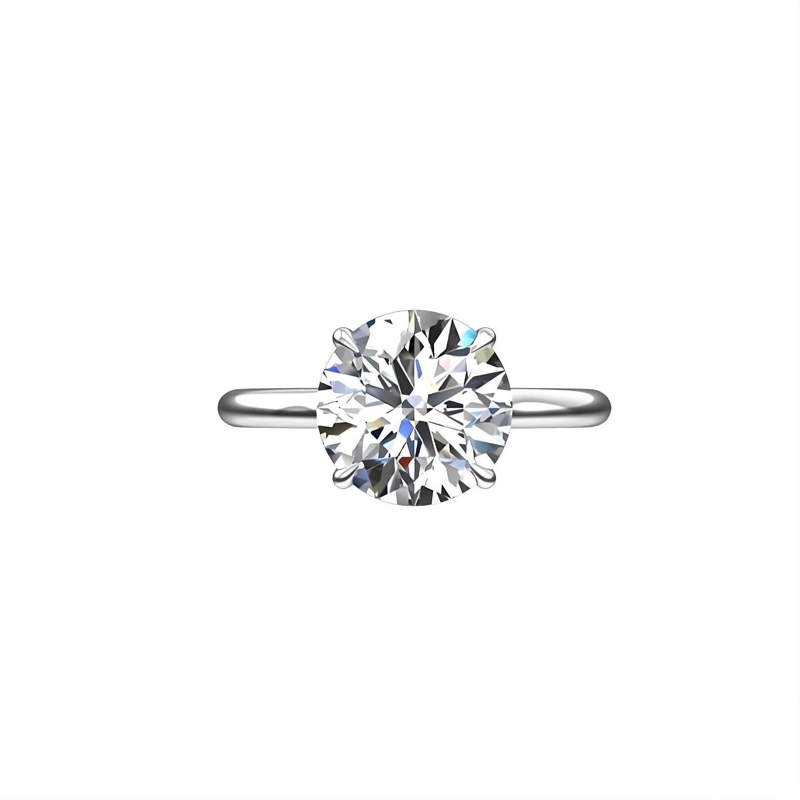 Engagement Ring Low Profile Round Cut Solitaire Setting Hidden Halo