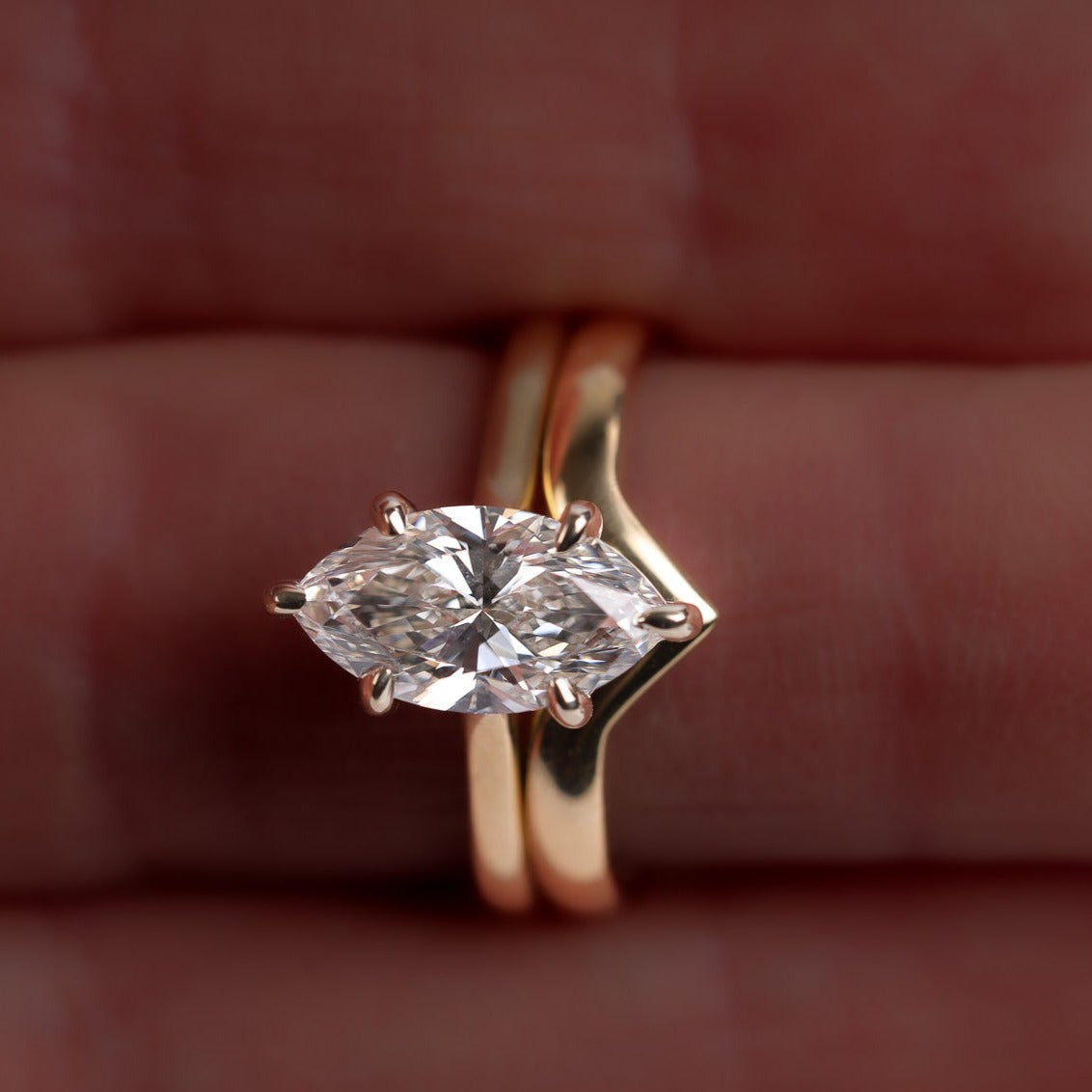Engagement Ring Marquise Cut and Band
