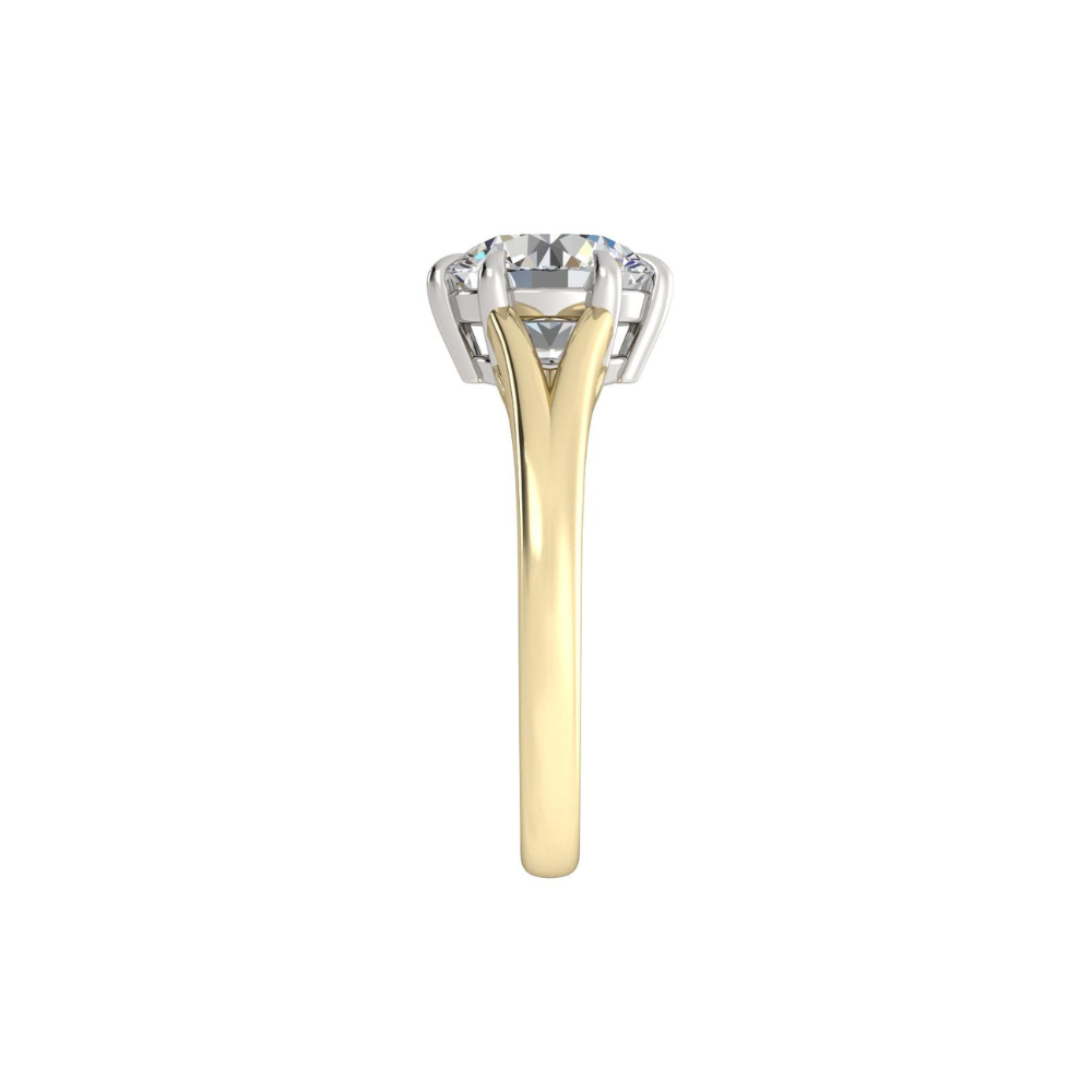 Engagement Ring Split Shank Two Tone Round Diamond