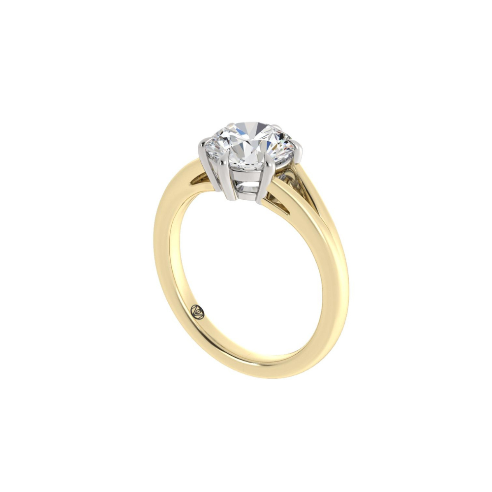Engagement Ring Split Shank Two Tone Round Diamond