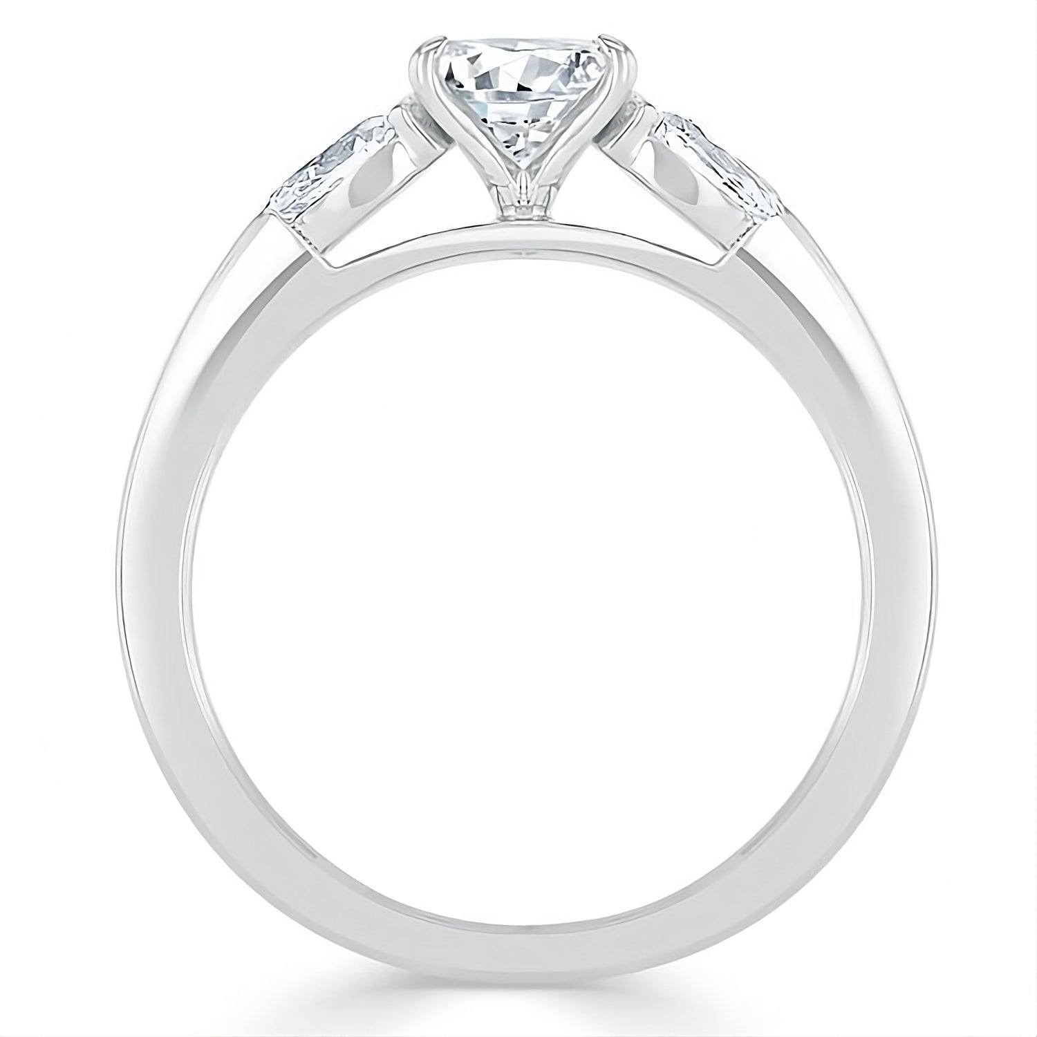 Engagement Ring 1 Carat Oval Lab Diamond Three Stones Band