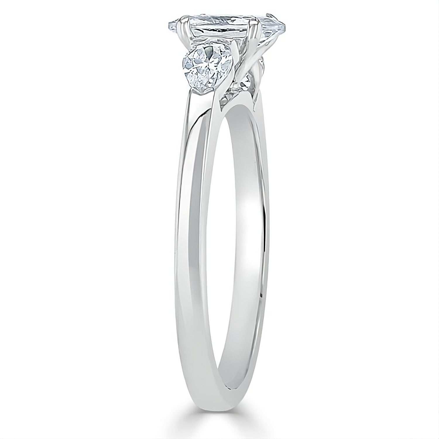 Engagement Ring 1 Carat Oval Lab Diamond Three Stones Band