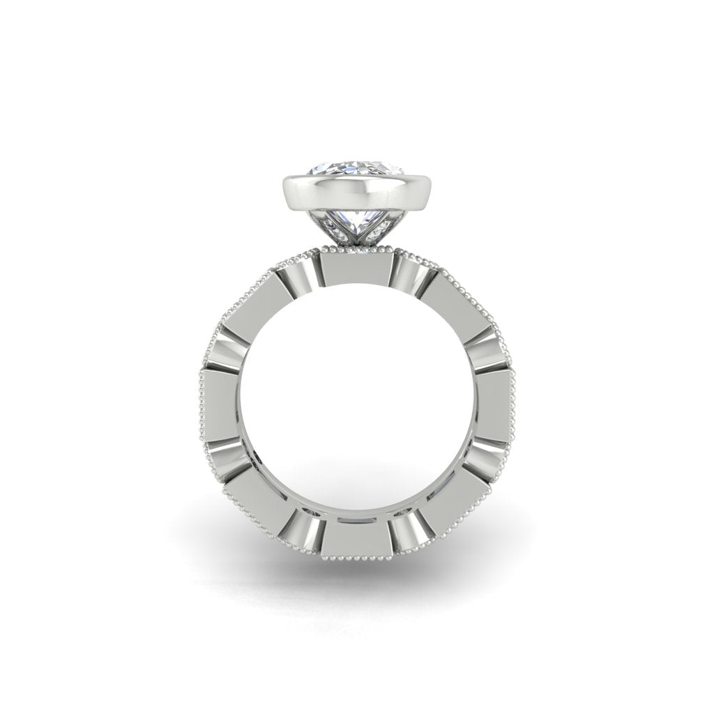 Engagement Ring Bezel Oval Basket Wedding Band Art Deco