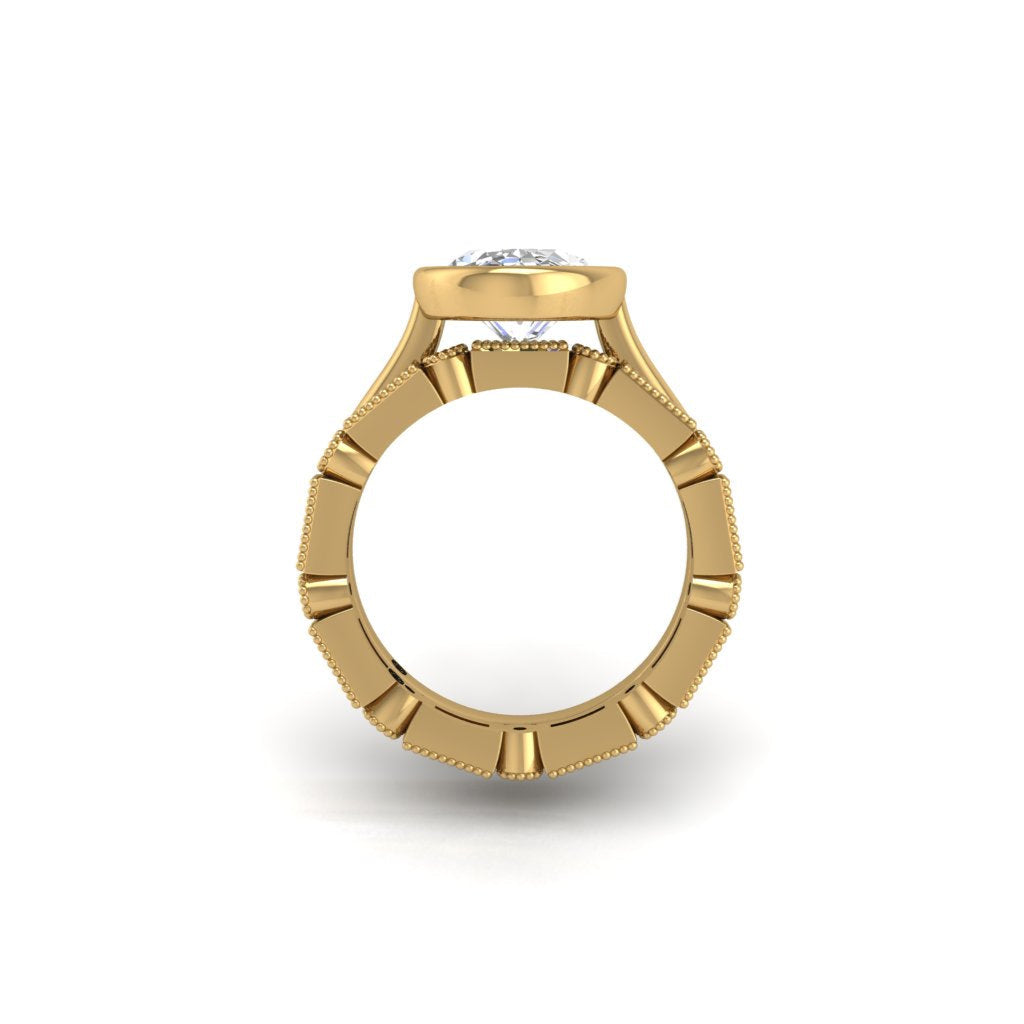 Engagement Ring Bezel Oval Basket Wedding Band Art Deco