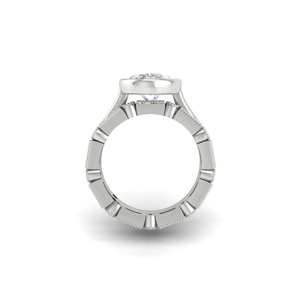 Engagement Ring Bezel Oval Basket Wedding Band Art Deco