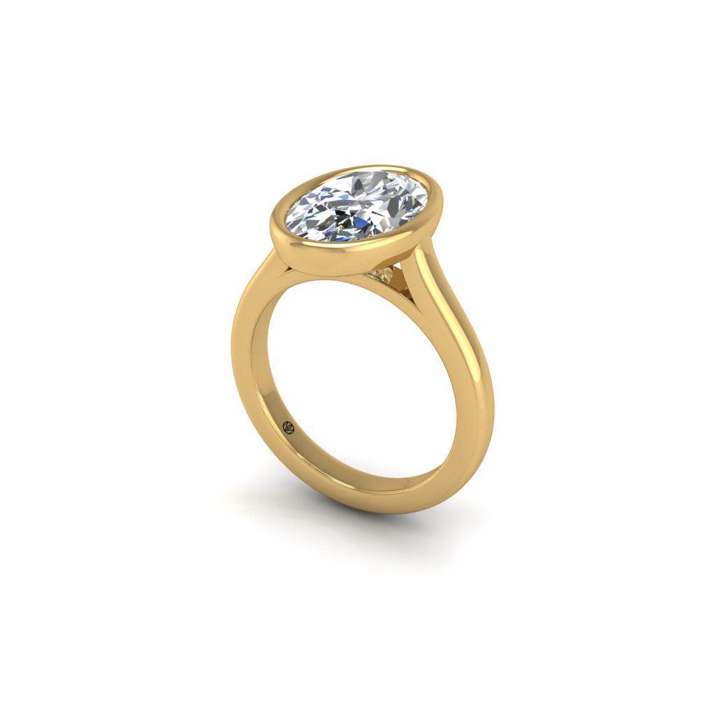 Engagement Ring Bezel Oval Cathedral Setting