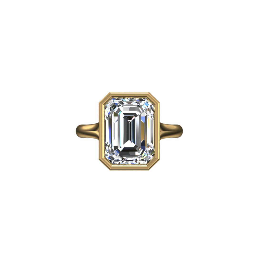 Engagement Ring Emerald Bezel Cathedral