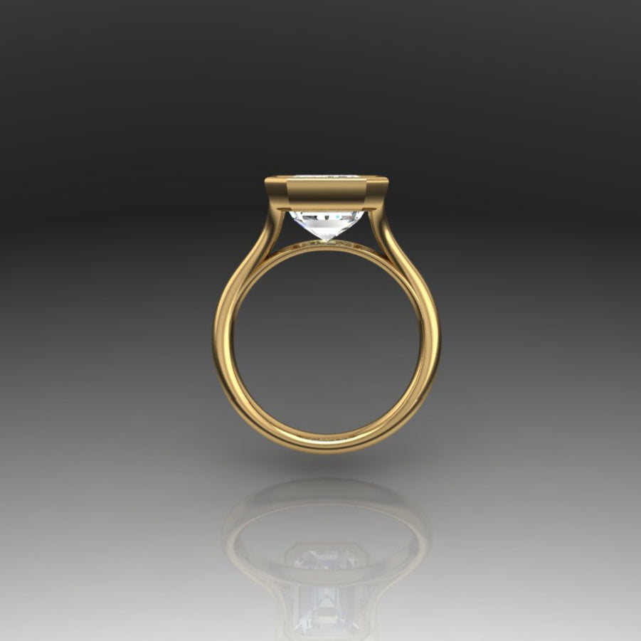 Engagement Ring Emerald Bezel Cathedral