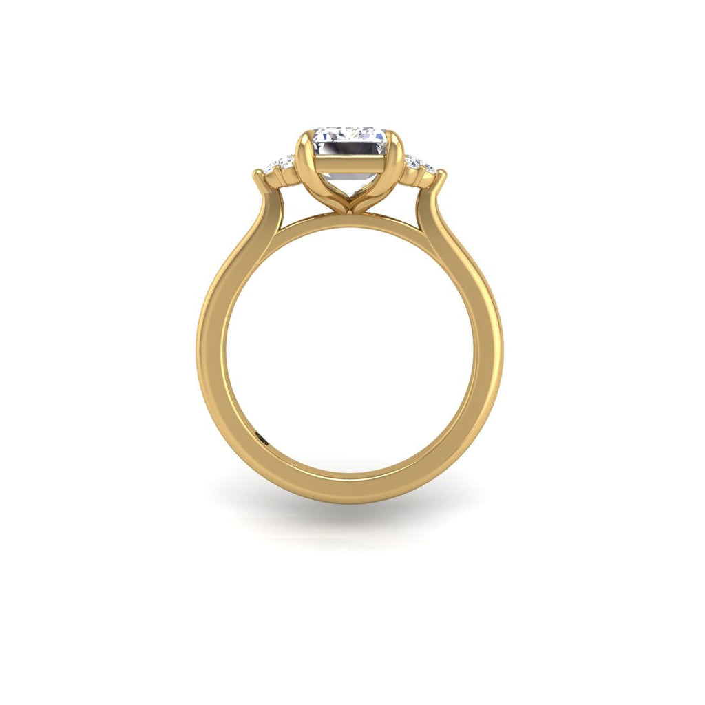 Engagement Ring Emerald With Pear and Round Side Stones