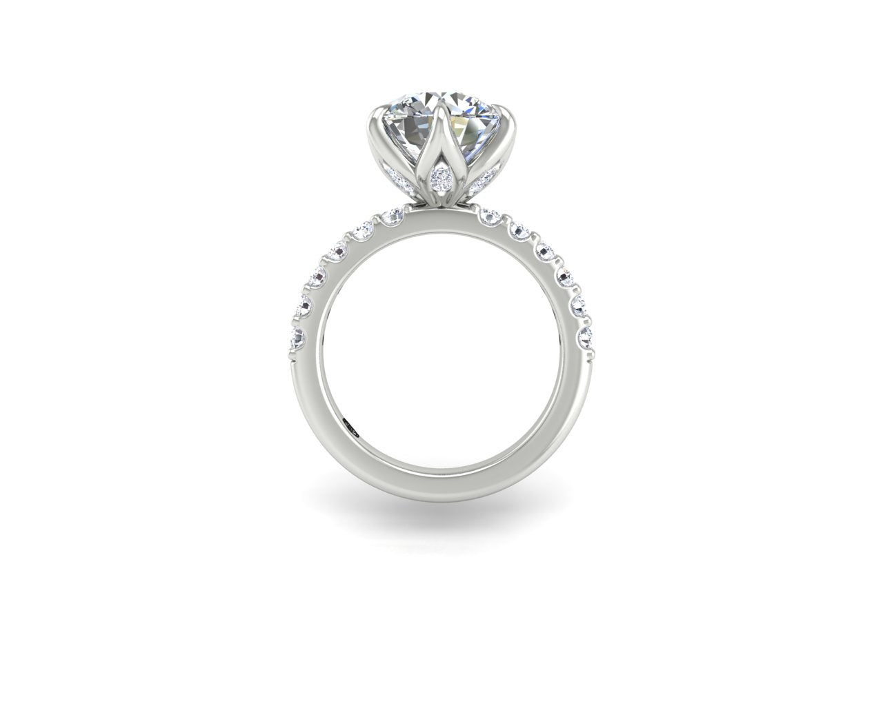 Engagement Ring Petal Basket French Pave Shank