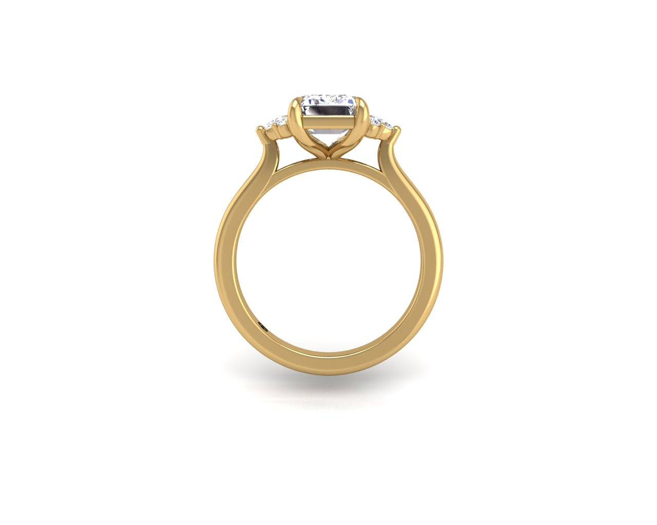 Engagement Ring Emerald With Pear and Round Side Stones