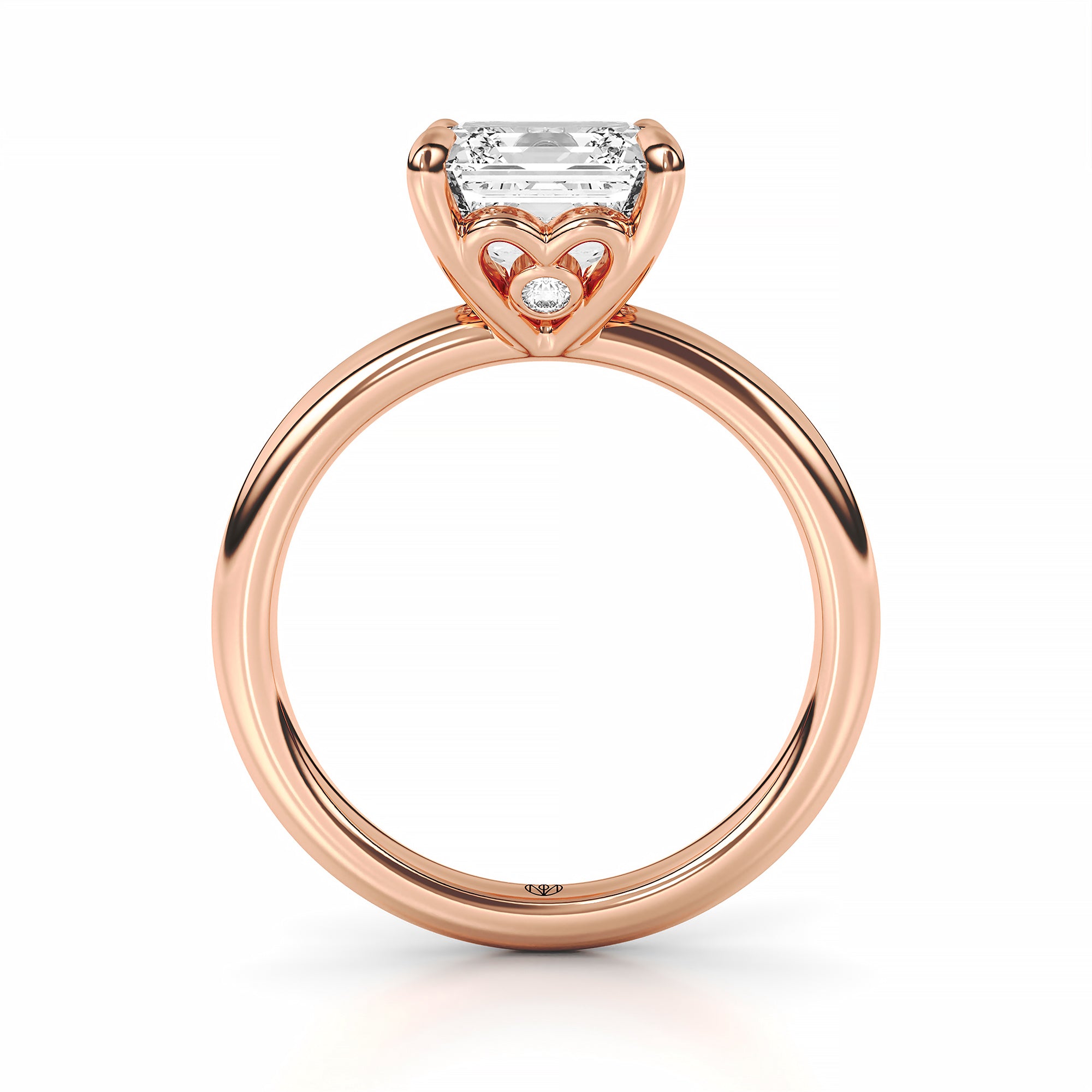 Engagement Ring 2 Carat Asscher Diamond Heart Basket Setting