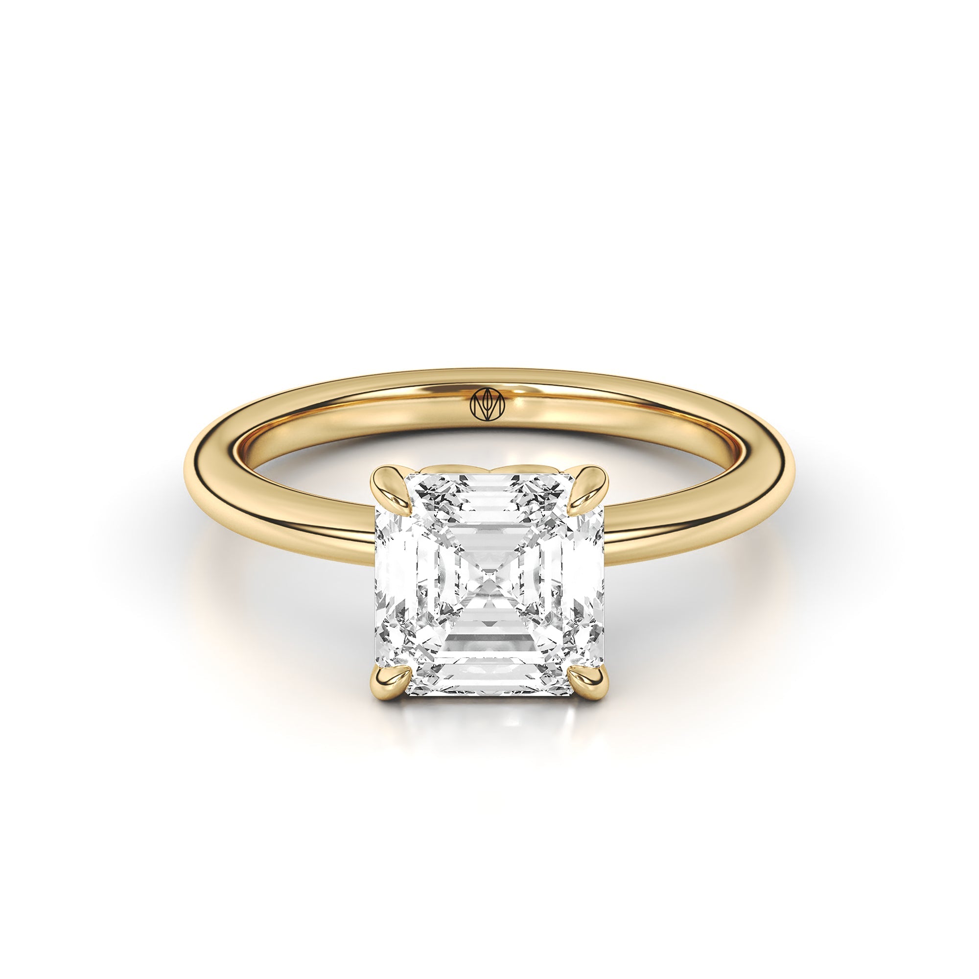 Engagement Ring 2 Carat Asscher Diamond Heart Basket Setting