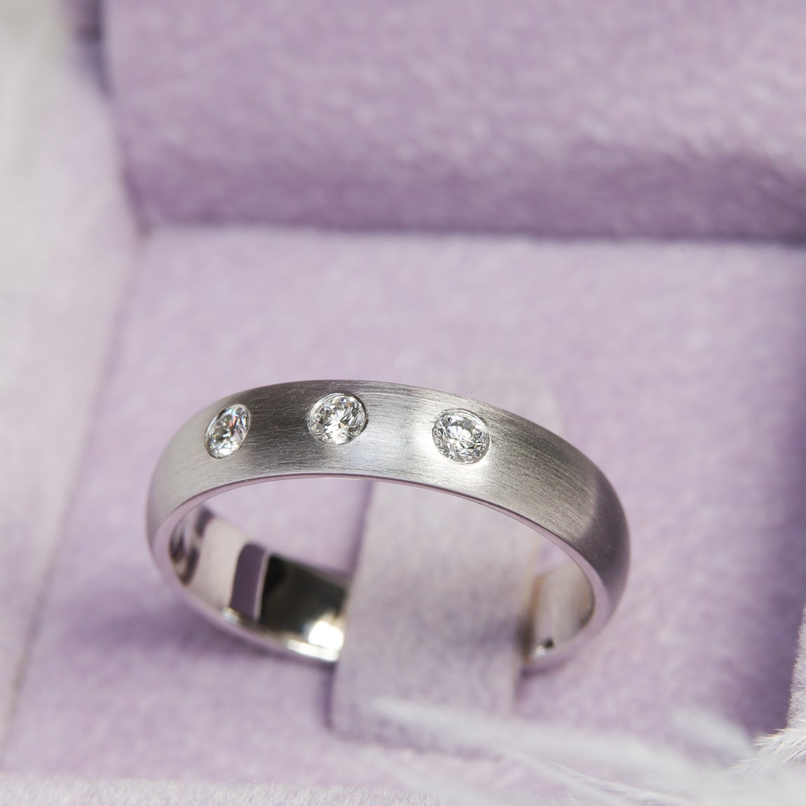 Platinum Wedding Band 5mm With Diamonds Set Flush