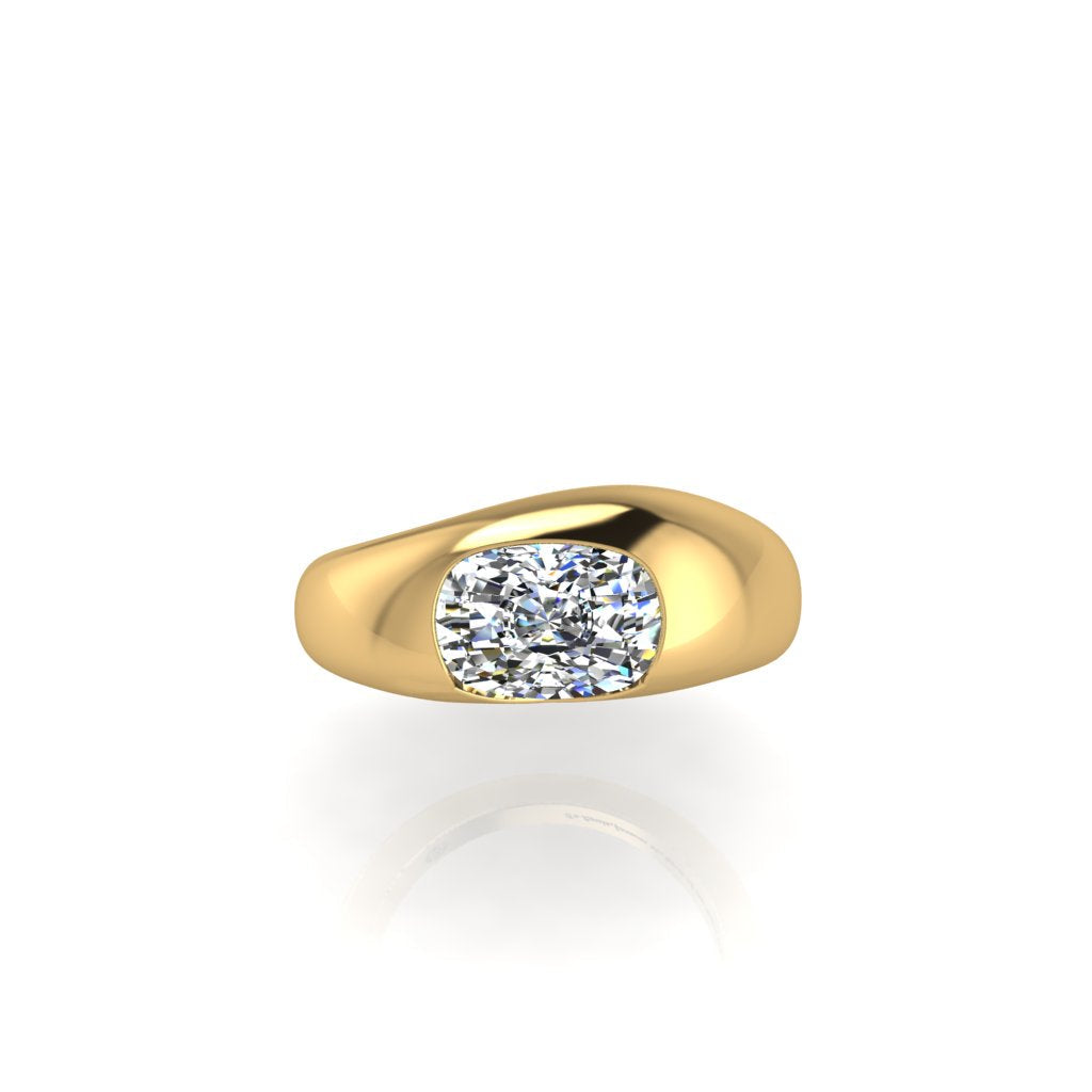 Sculptural Minimalist Asymmetrical Ring with Radiant Diamond