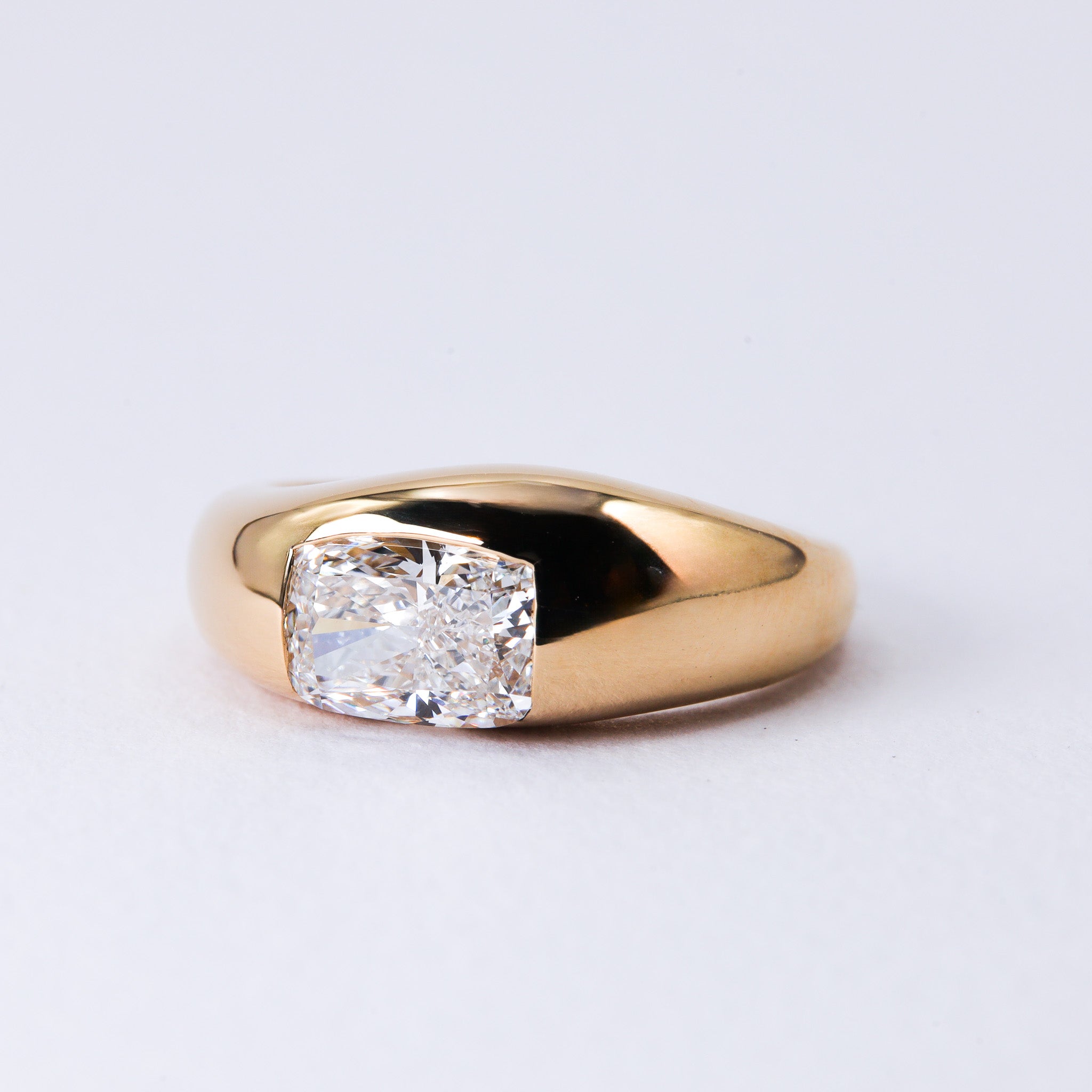 Sculptural Minimalist Asymmetrical Ring with Radiant Diamond