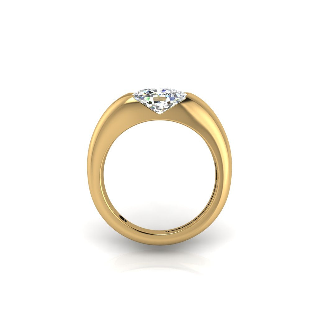 Sculptural Minimalist Asymmetrical Ring with Radiant Diamond