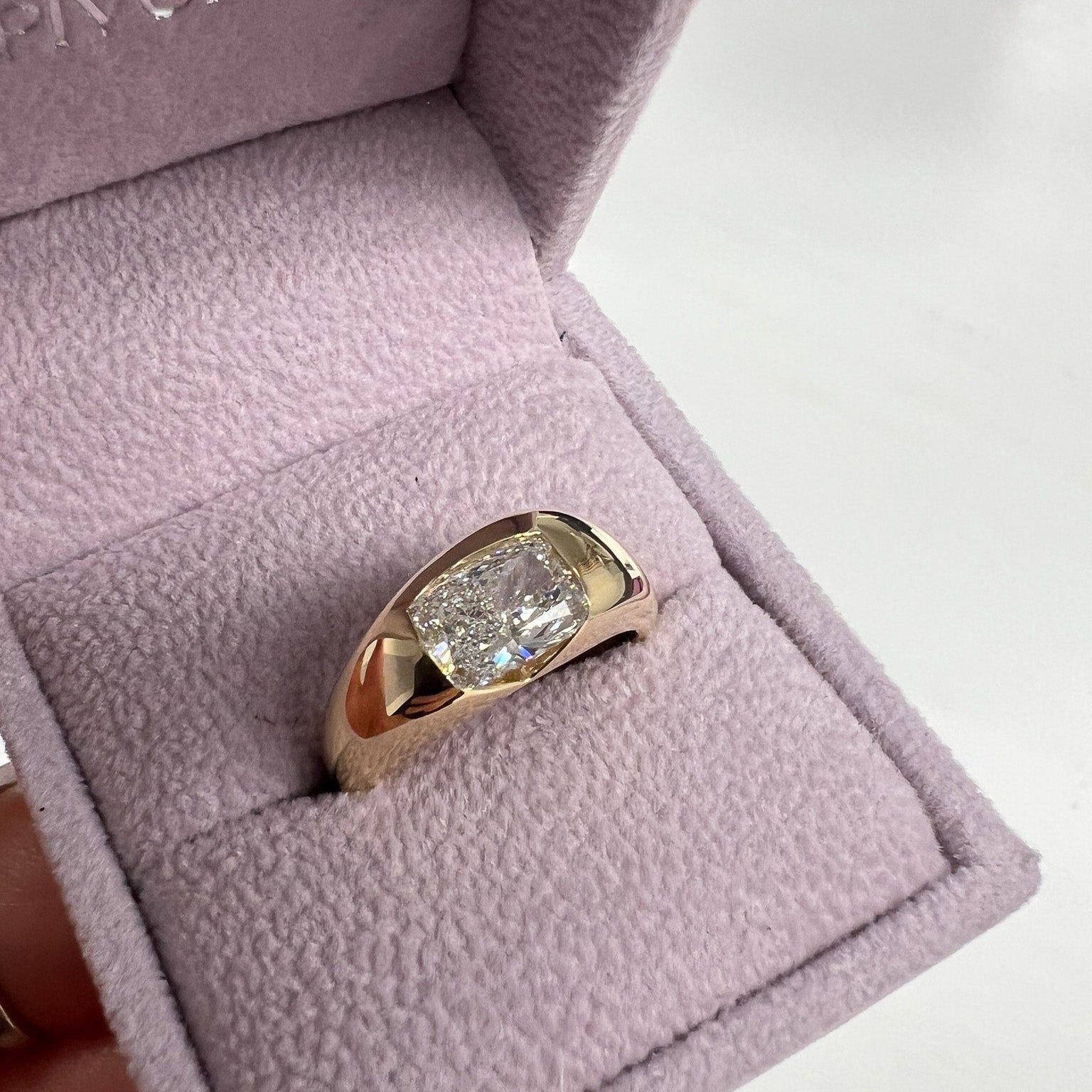 Sculptural Minimalist Asymmetrical Ring with Radiant Diamond