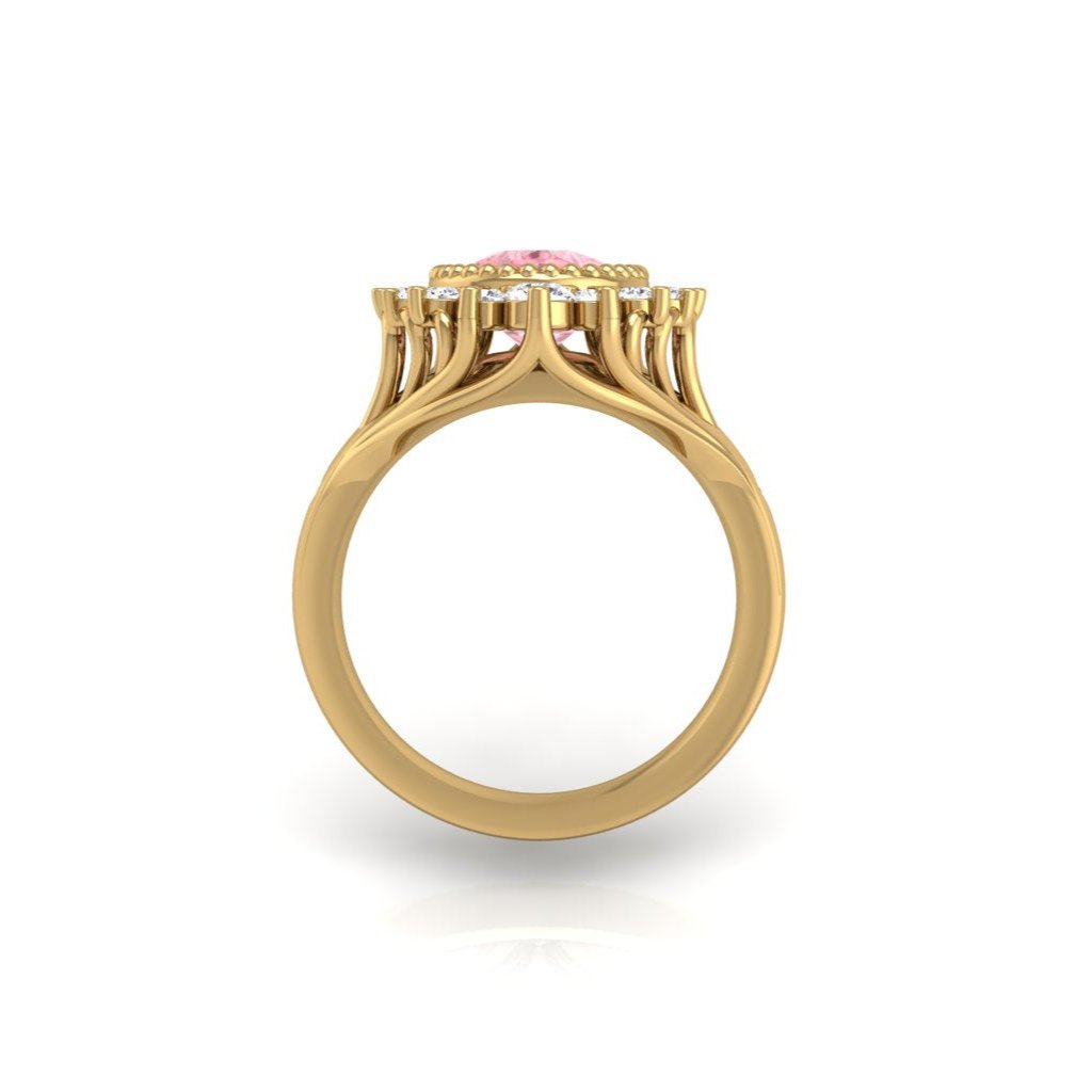 Sunrise Pear Sapphire Ring Millgrain and Halo