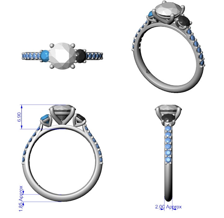 Engagement Ring Three Stones Before Now After - Naveed Custom