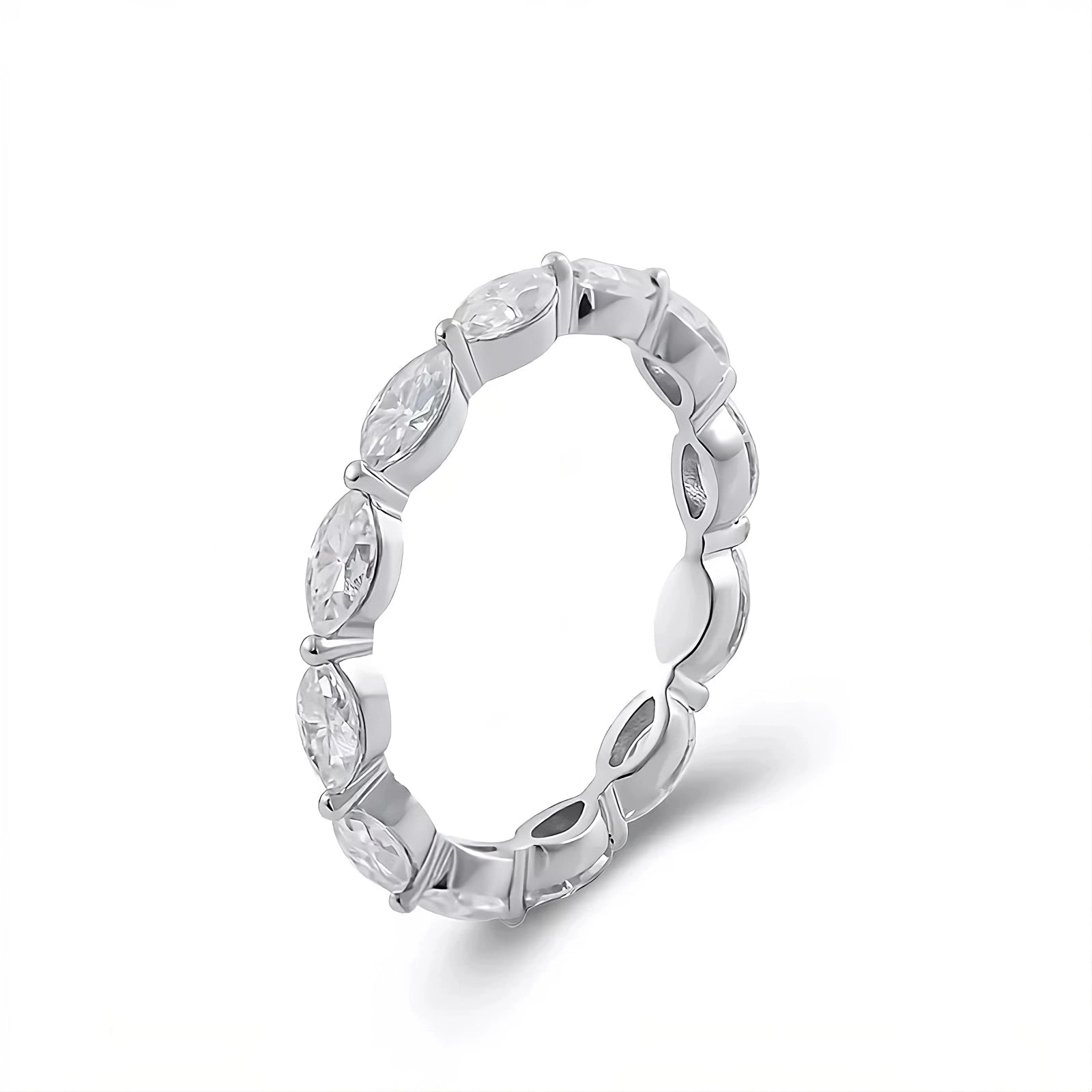 Wedding Band Eternity Marquise Cut Bezel Set