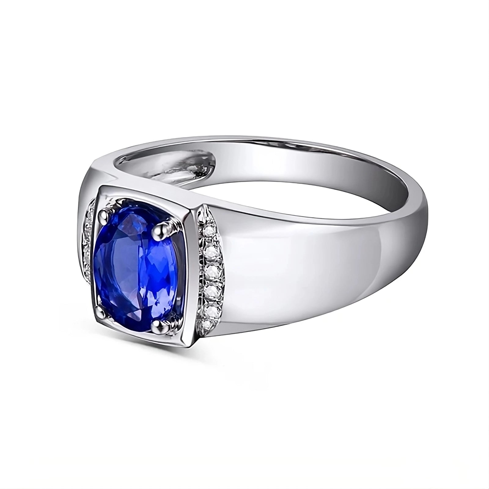 Wedding Band Sapphire 1 Carat Emerald Cut Unisex