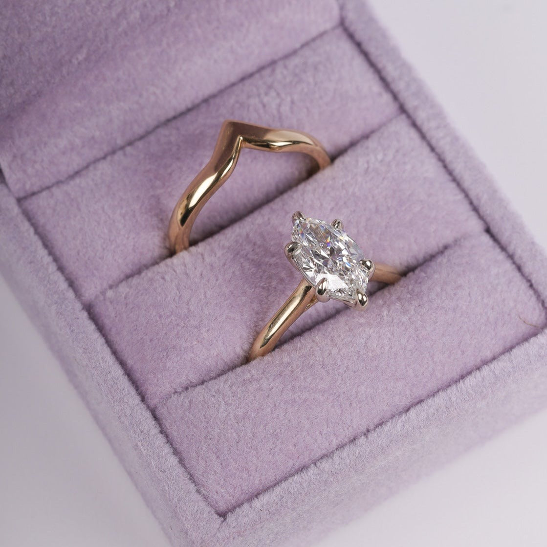 Engagement Ring Marquise Cut Diamond Wedding Set