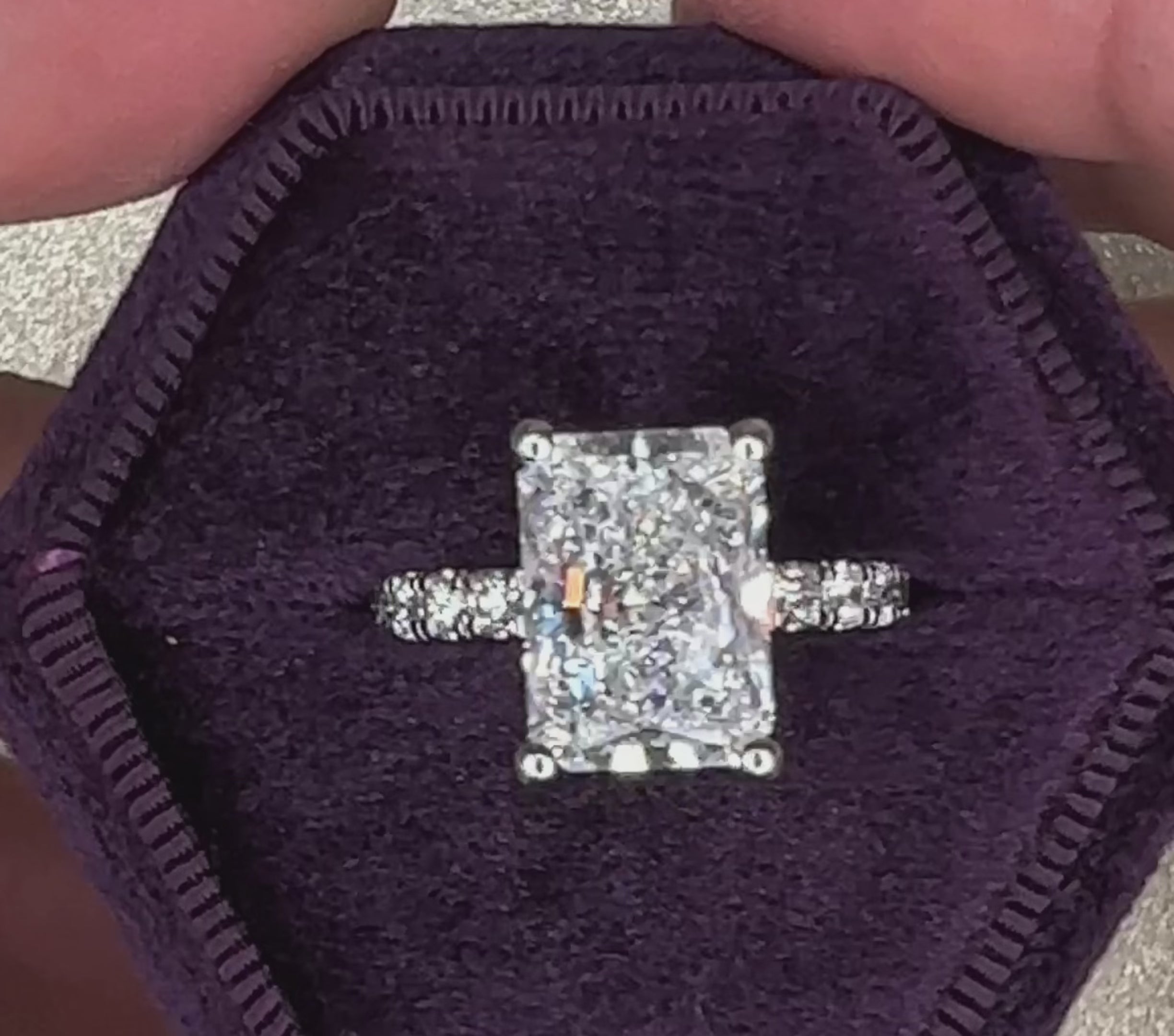 laurel ring – 4 carat moissanite engagement ring, three stone ring – J  Hollywood Designs