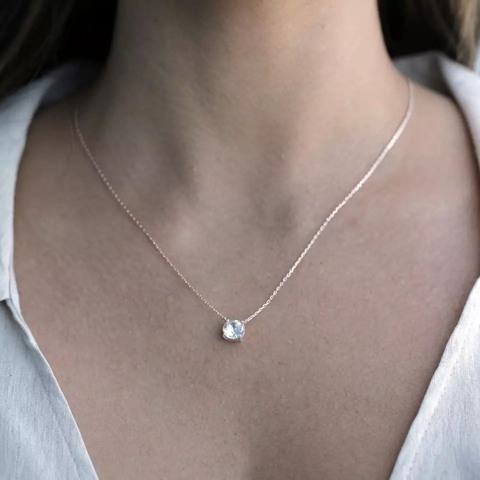 Solitaire Round Diamond Necklace Pedant