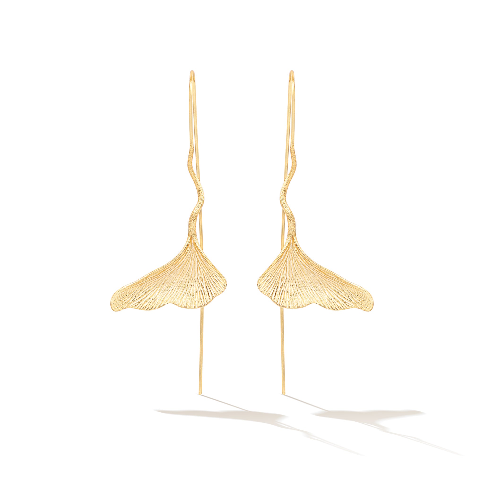 Ginkgo Leaf Gold Earrings