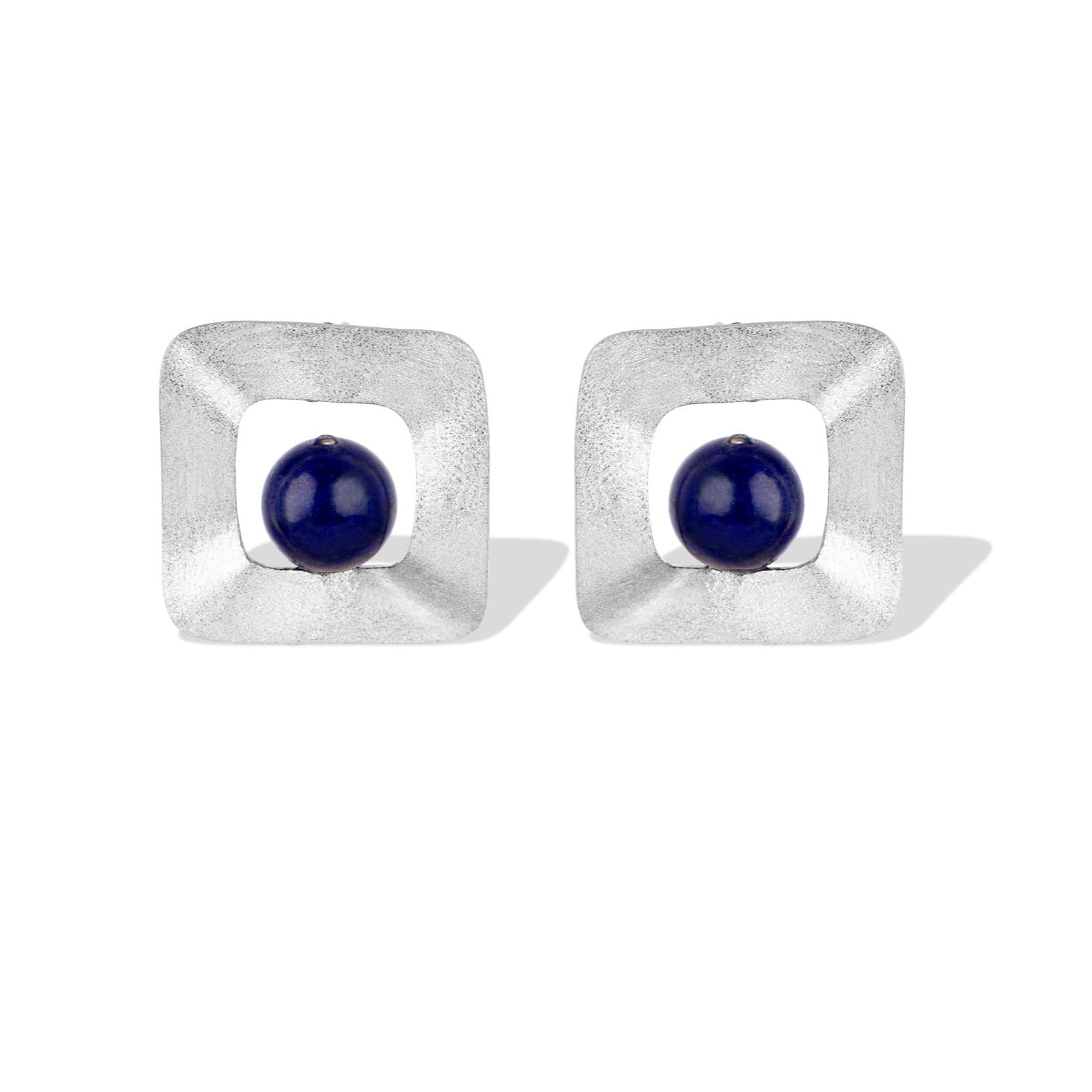 Mid-Century Silver Lapis Earrings
