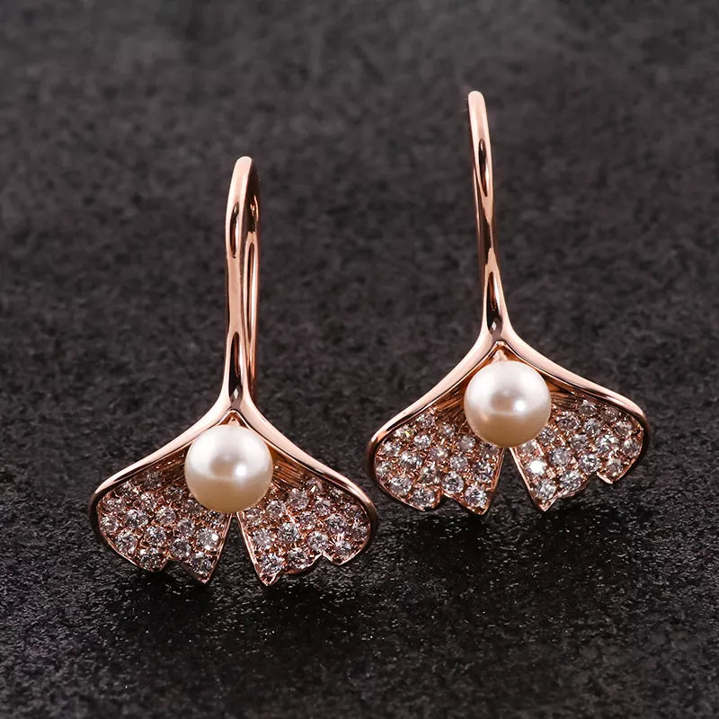 Diamonds Pearls Drop Earrings