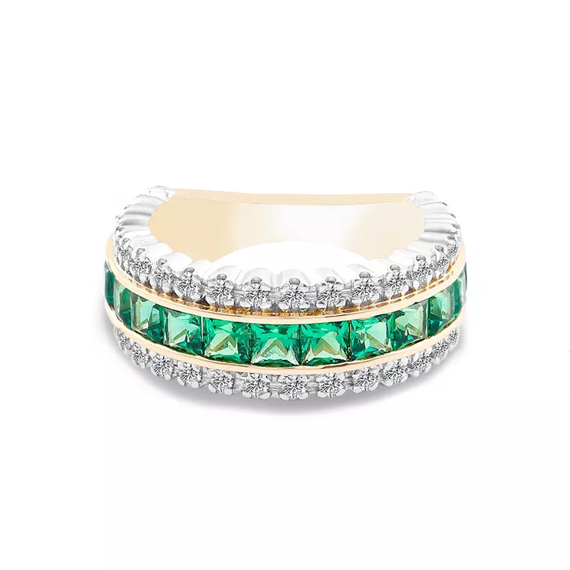 Emerald And Diamond Brilliant Cut Ring