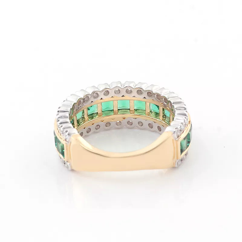 Emerald And Diamond Brilliant Cut Ring