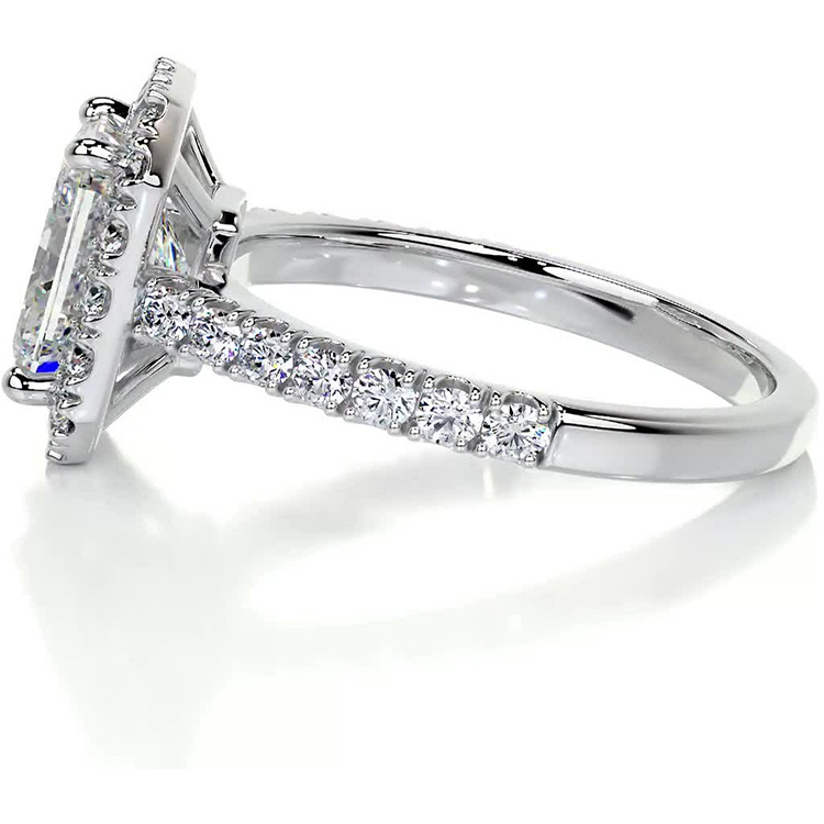 Engagement Ring 2 Carat Lab Diamond Radiant Cut Halo Pave Setting