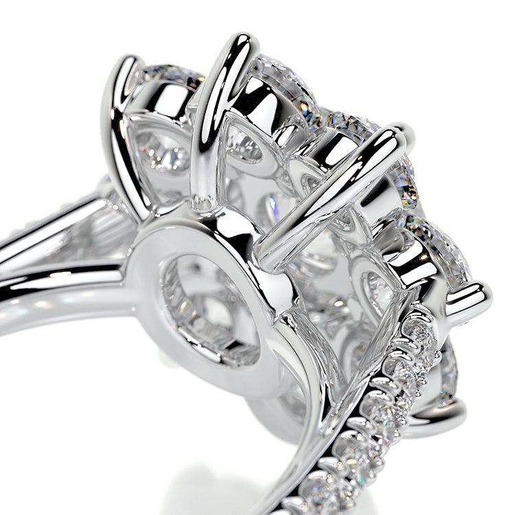 Engagement Ring 1 Carat Round Lab Diamond Halo Flower Pave Band