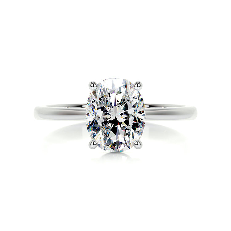 Engagement Ring 2 Carat Oval Cut Lab Diamond Solitaire Band