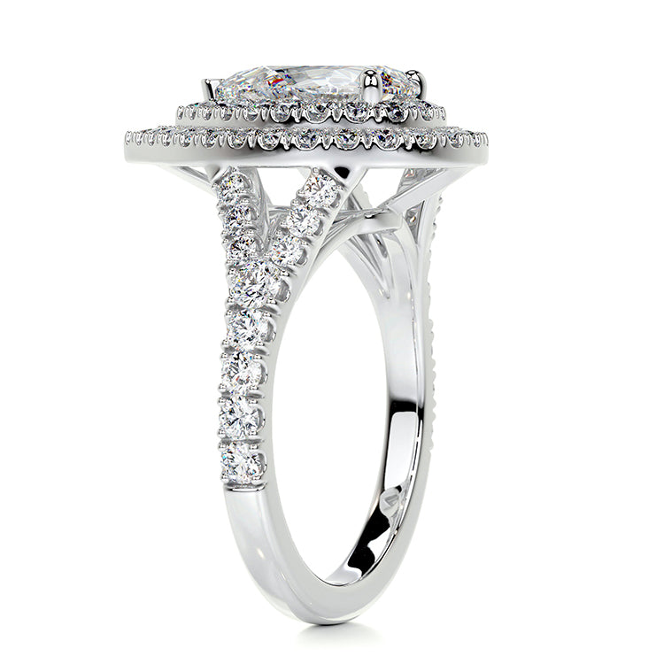Engagement Ring 1.5 Carat Double Halo 14K White Gold Luxury Diamond Ring 