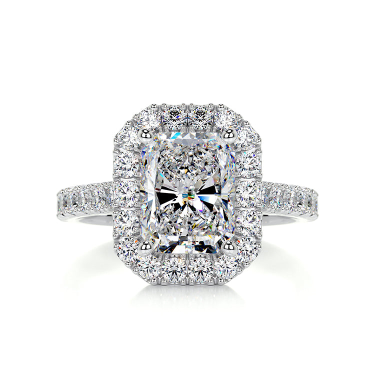 Engagement Ring 2 Carat Lab Diamond Radiant Cut Halo Pave Setting