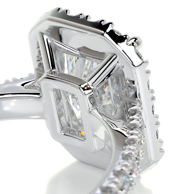 Engagement Ring 2 Carat Lab Diamond Radiant Cut Halo Pave Setting