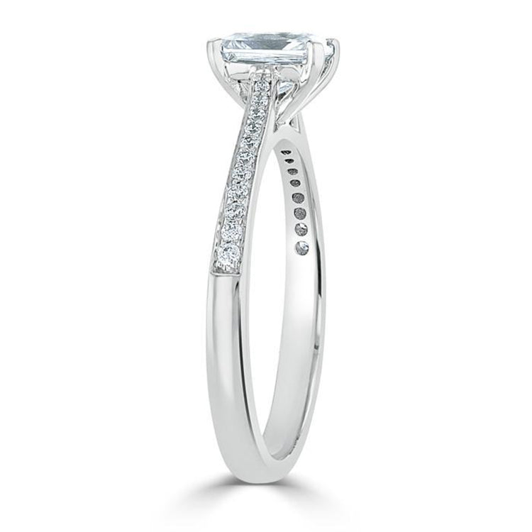 Engagement Ring 1 Carat Radiant Cut Lab Diamond Channel Band