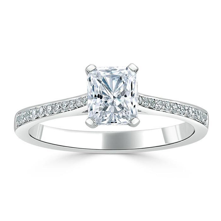 Engagement Ring 1 Carat Radiant Cut Lab Diamond Channel Band