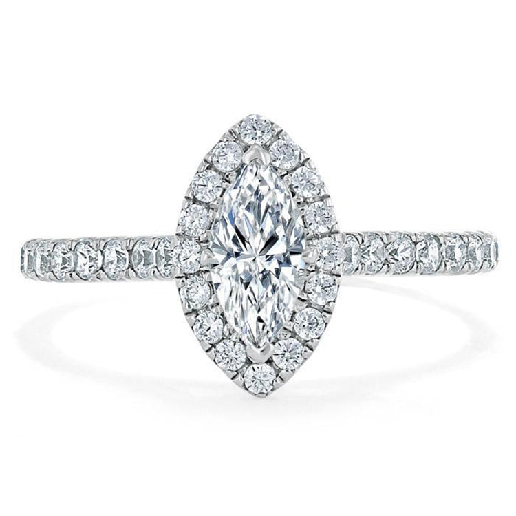 Engagement Ring 1 Carat Lab Diamond Marquise Cut Halo Setting