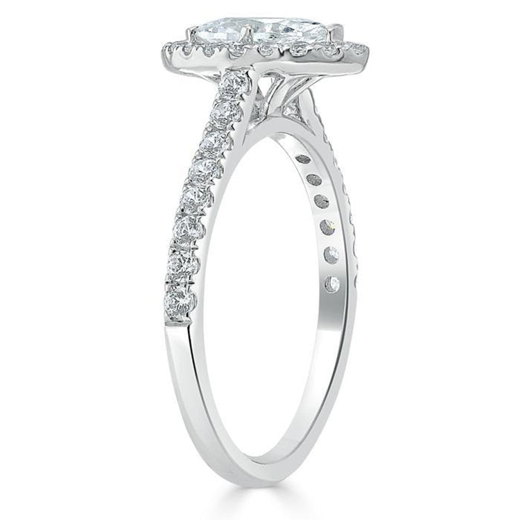 Engagement Ring 1 Carat Lab Diamond Marquise Cut Halo Setting
