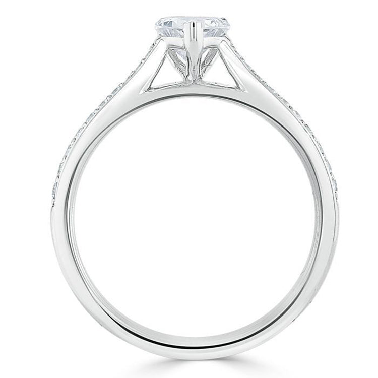 Engagement Ring 1 Carat Heart Lab Diamond And Channel Band