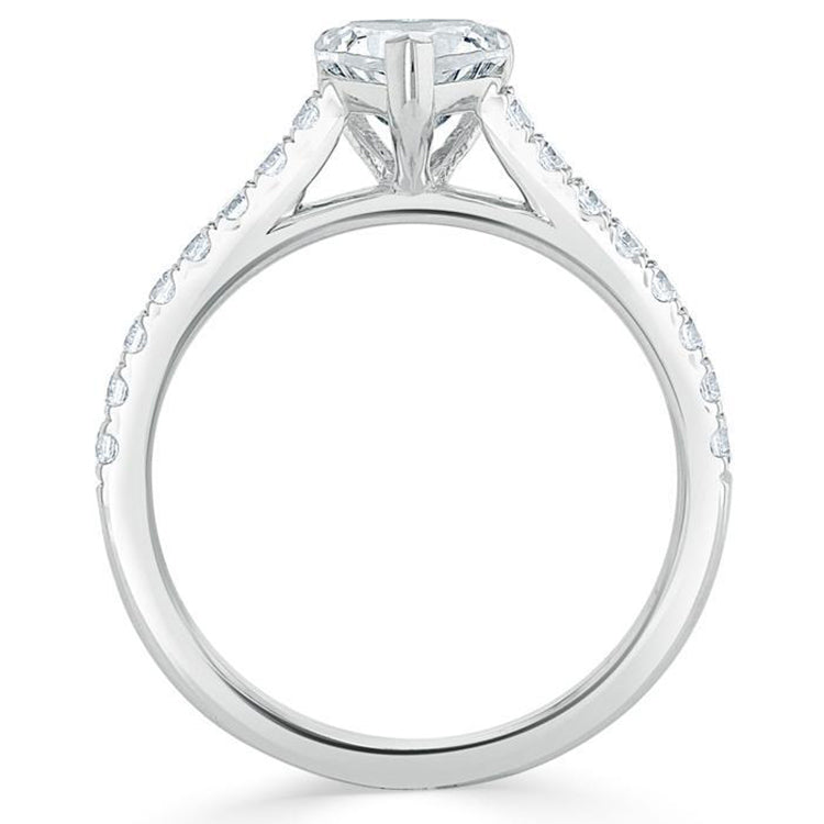 Engagement Ring 1 Carat Heart Cut Lab Diamond Pave Band